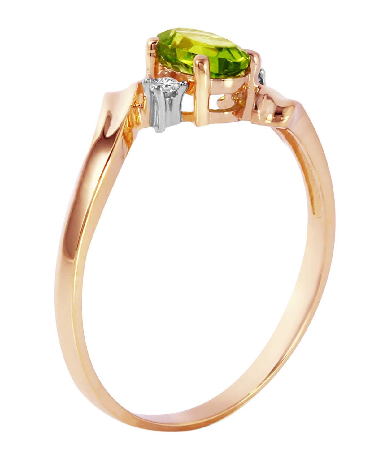 0.49 ctw Natural Lime Peridot and Diamond 14k Gold Right Hand Ring View 6
