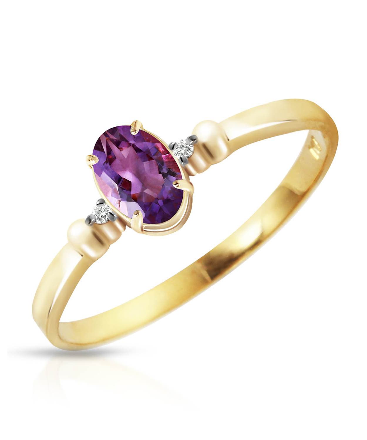 0.49 ctw Natural Amethyst and Diamond 14k Gold Oval Solitaire Ring View 1