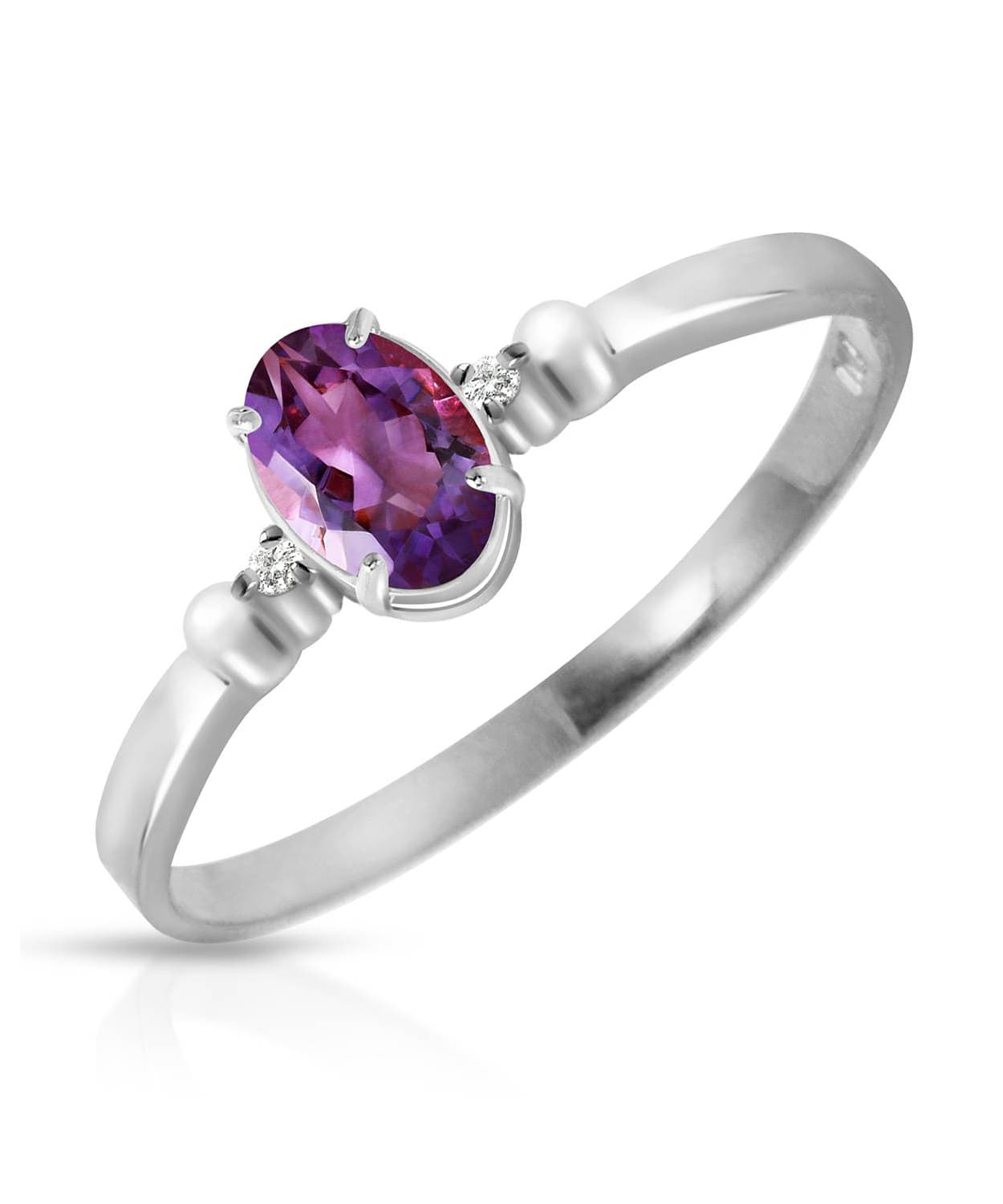 0.49 ctw Natural Amethyst and Diamond 14k Gold Oval Solitaire Ring View 2