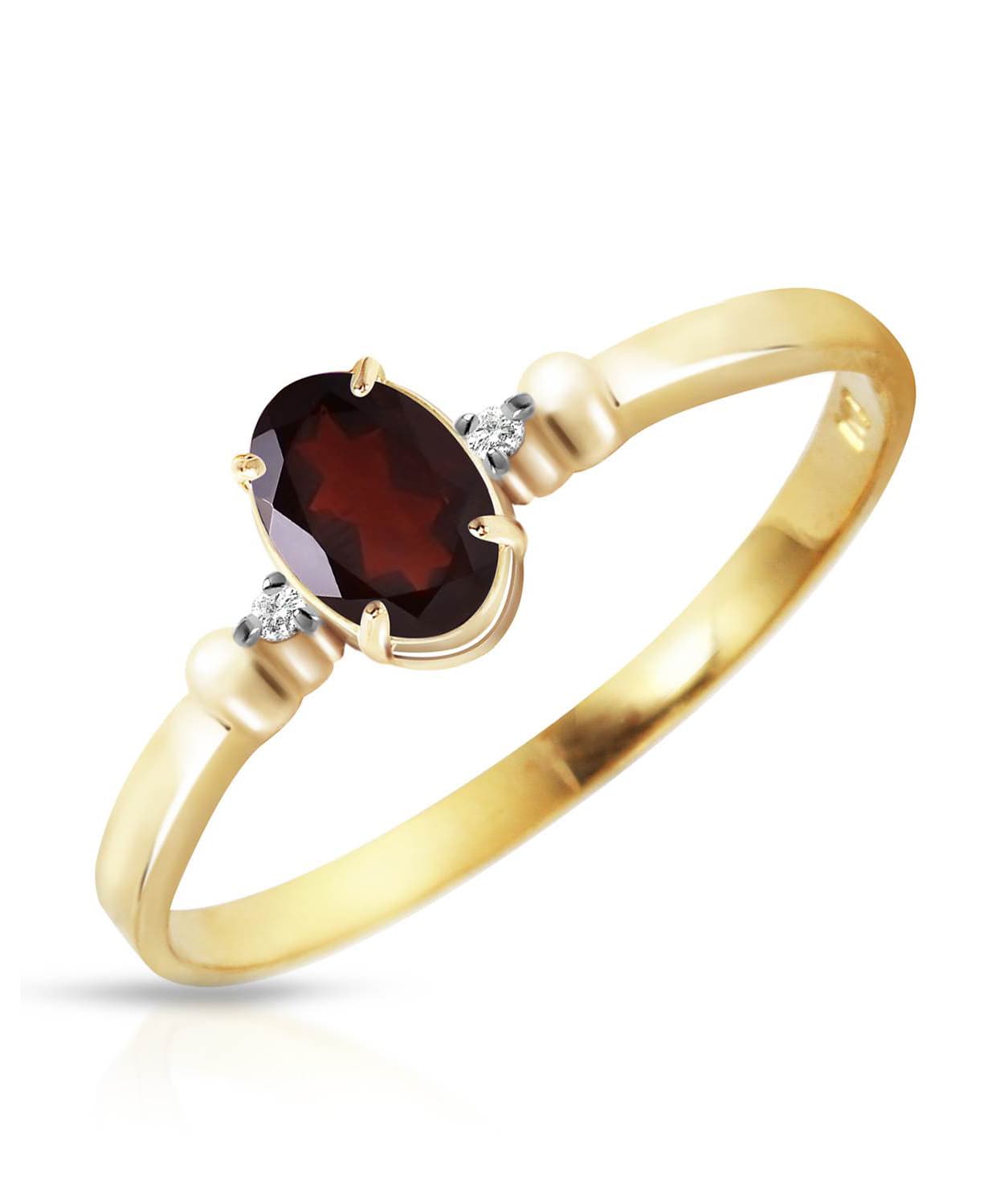 0.49 ctw Natural Pomegranate Garnet and Diamond 14k Gold Oval Solitaire Ring View 1