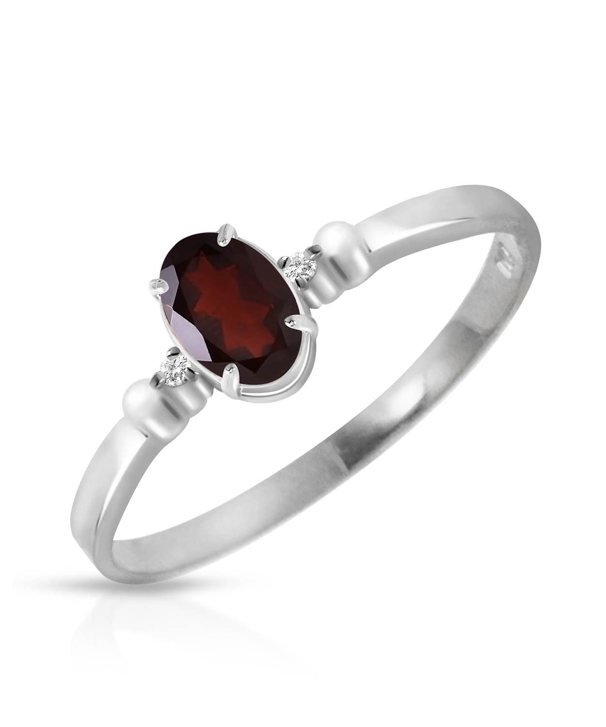 0.49 ctw Natural Pomegranate Garnet and Diamond 14k Gold Oval Solitaire Ring View 2