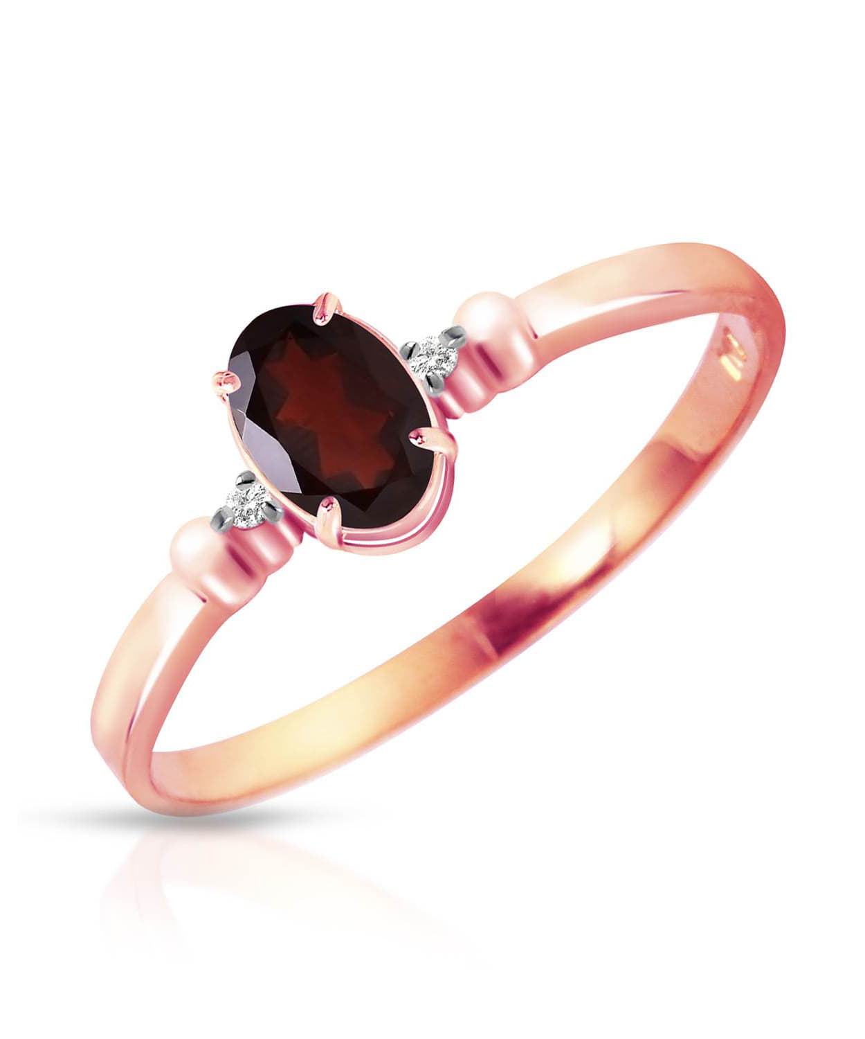 0.49 ctw Natural Pomegranate Garnet and Diamond 14k Gold Oval Solitaire Ring View 3