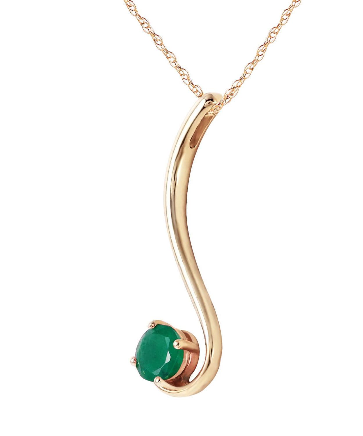 0.58 ctw Natural Emerald 14k Gold Pendant With Chain View 2