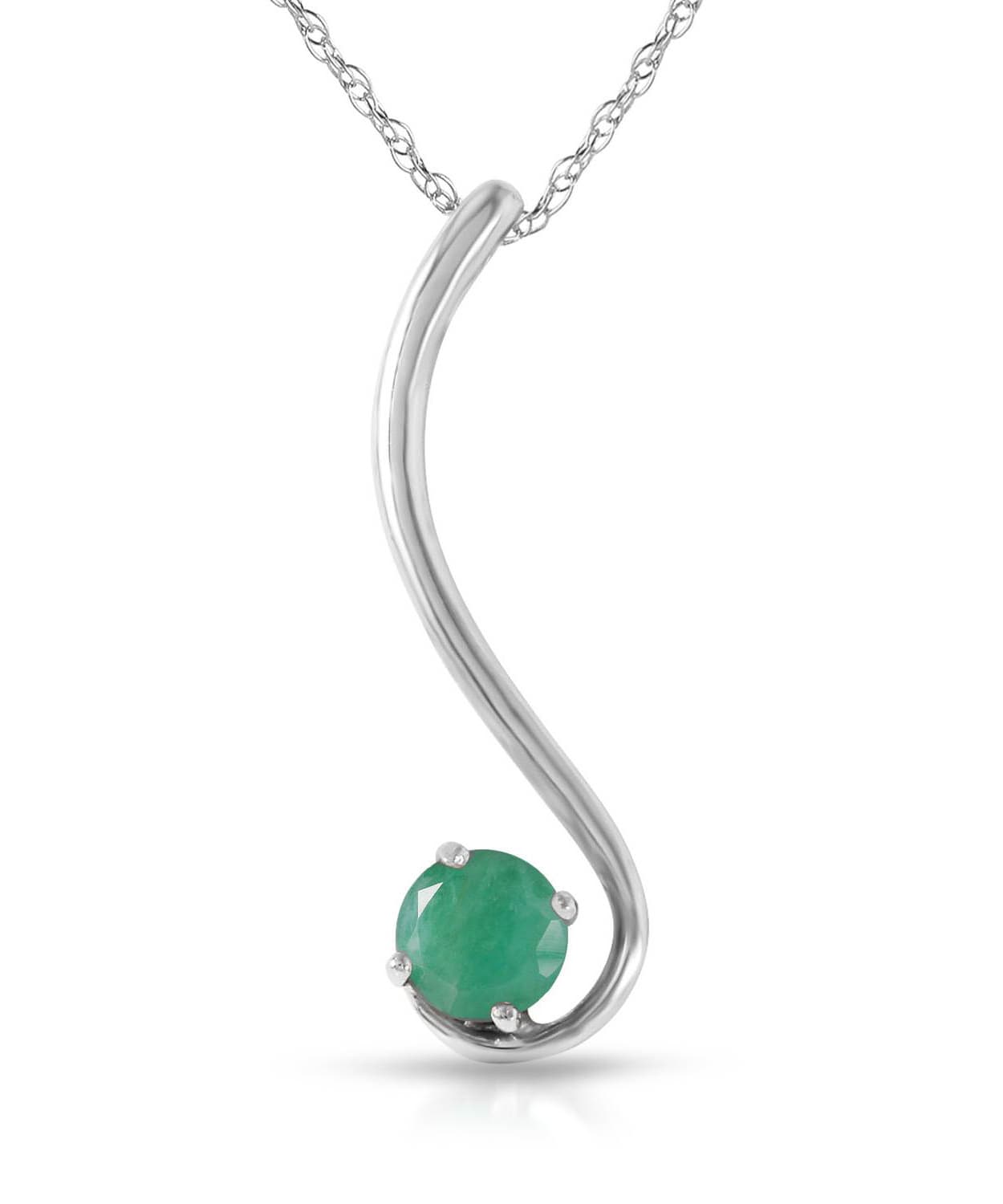 0.58 ctw Natural Emerald 14k Gold Pendant With Chain View 3
