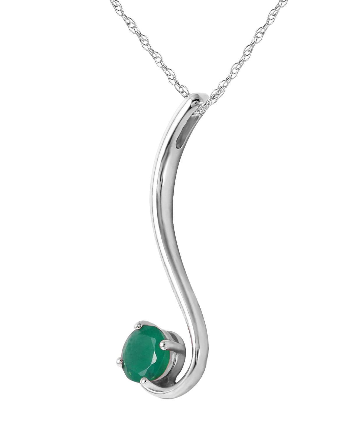 0.58 ctw Natural Emerald 14k Gold Pendant With Chain View 4