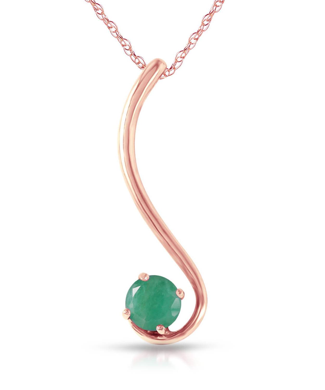 0.58 ctw Natural Emerald 14k Gold Pendant With Chain View 5