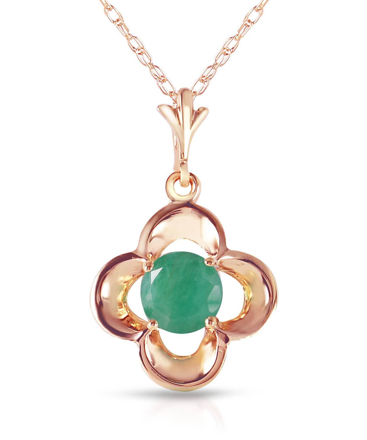0.58 ctw Natural Emerald 14k Gold Flower Pendant With Chain View 5