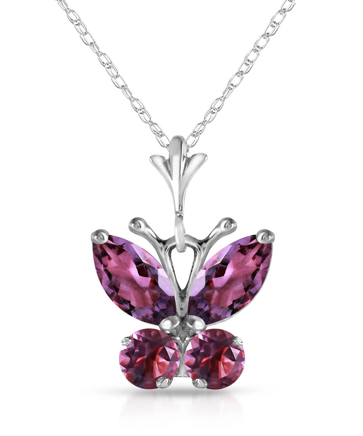 0.63 ctw Natural Amethyst 14k Gold Butterfly Pendant With Chain View 3