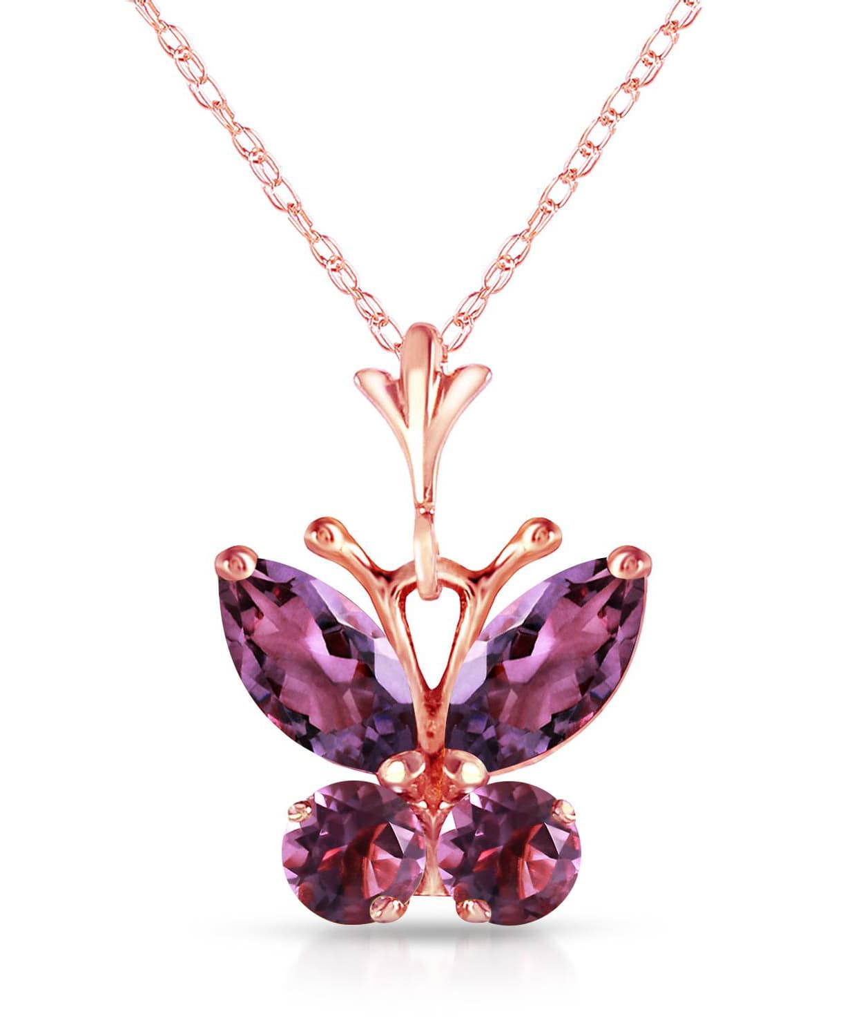 0.63 ctw Natural Amethyst 14k Gold Butterfly Pendant With Chain View 5