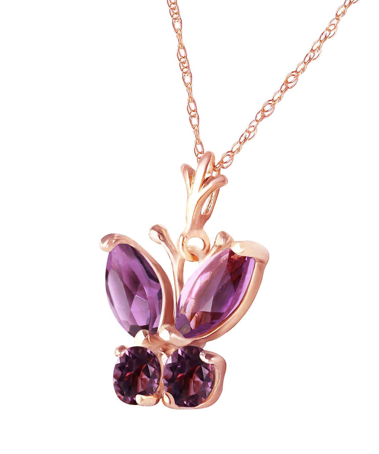 0.63 ctw Natural Amethyst 14k Gold Butterfly Pendant With Chain View 6