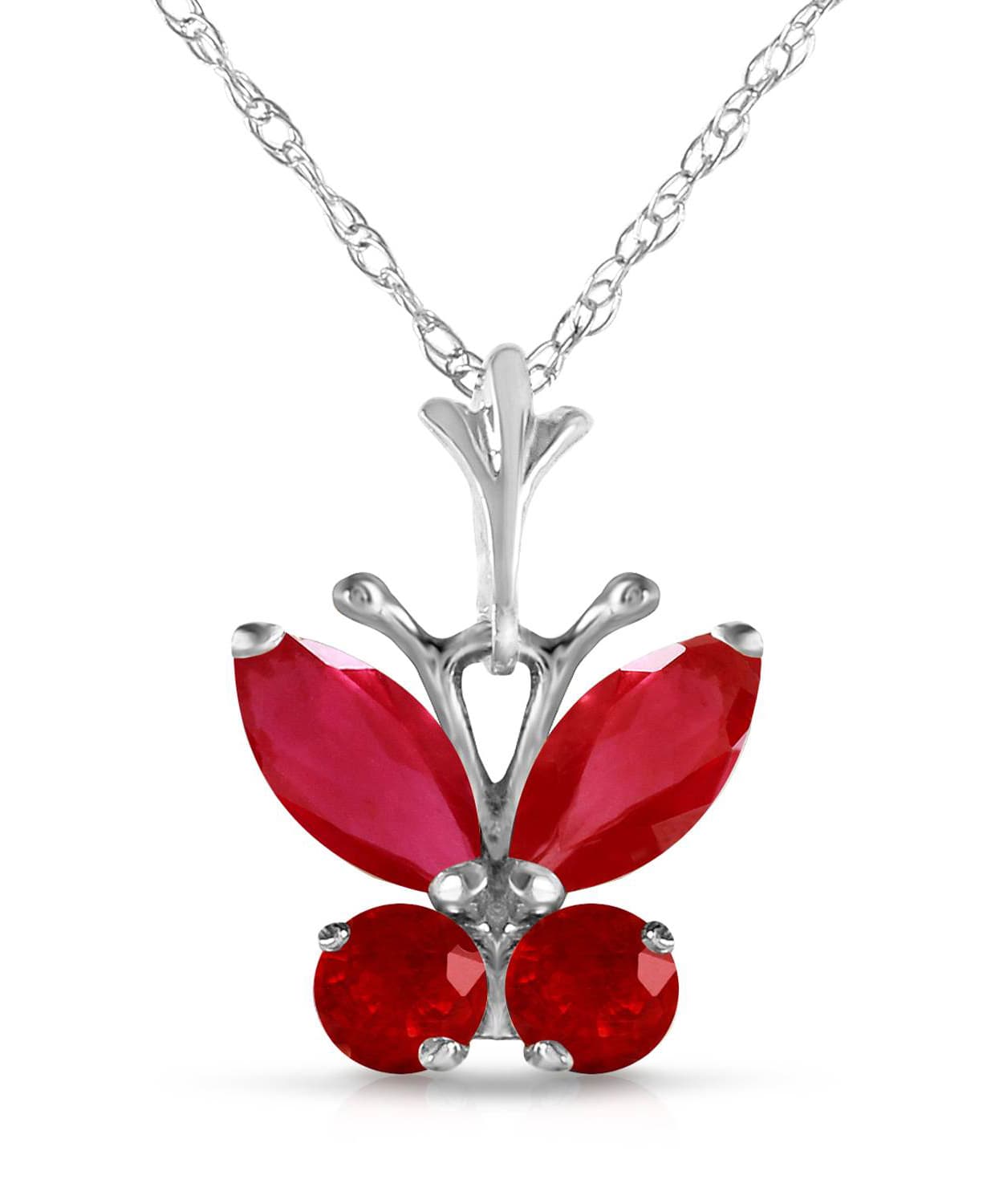 0.90 ctw Natural Ruby 14k Gold Butterfly Pendant With Chain View 3