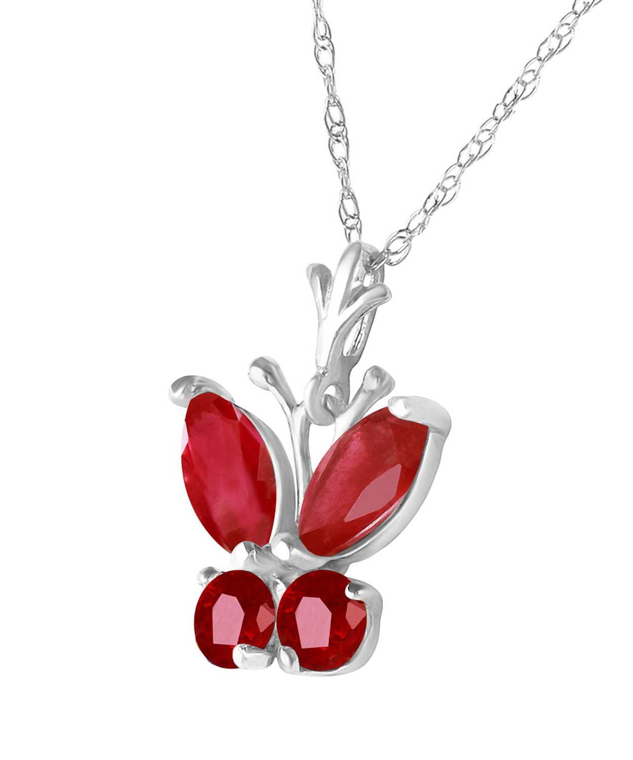0.90 ctw Natural Ruby 14k Gold Butterfly Pendant With Chain View 4
