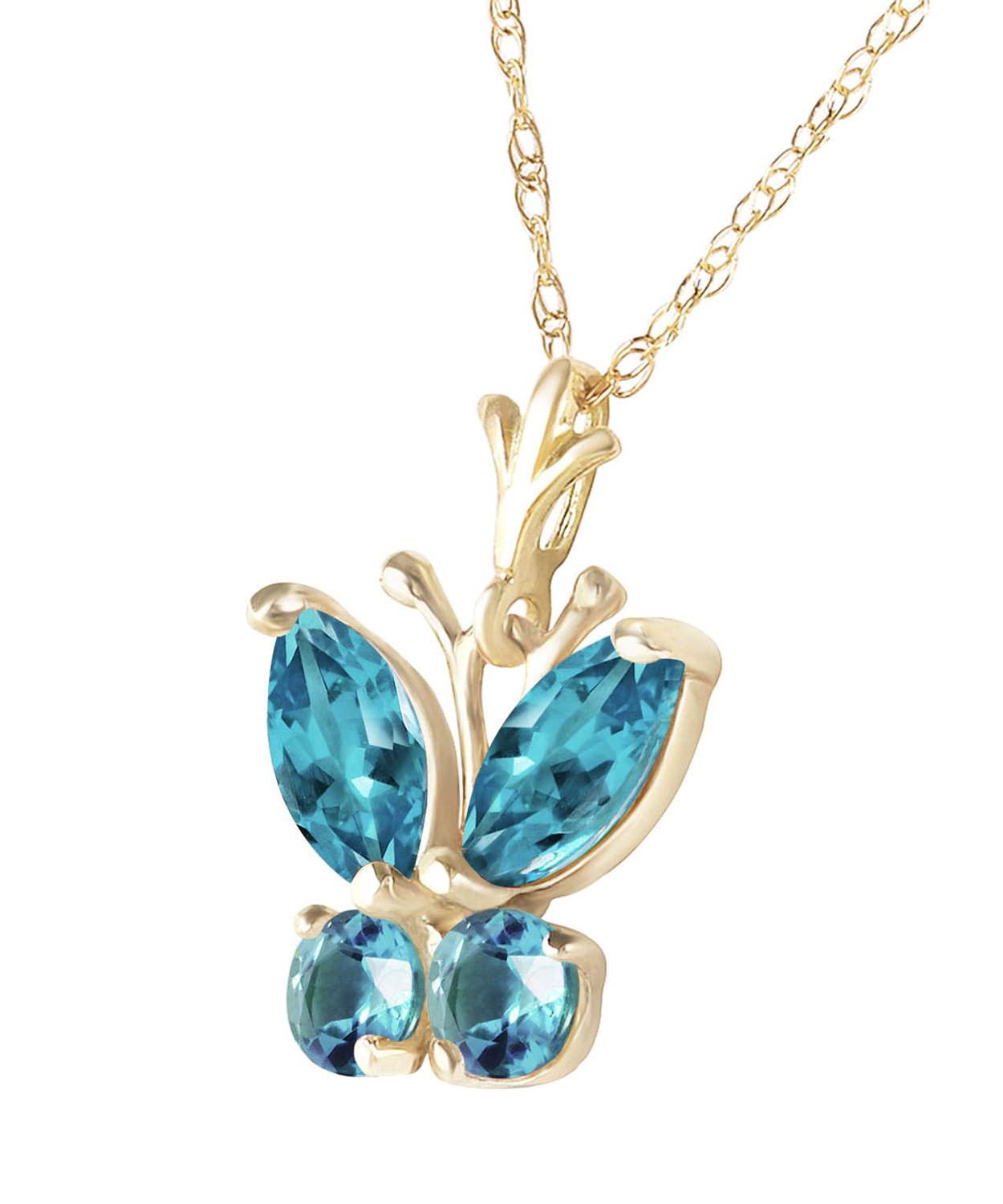 0.82 ctw Natural Sky Blue Topaz 14k Gold Butterfly Pendant With Chain View 2