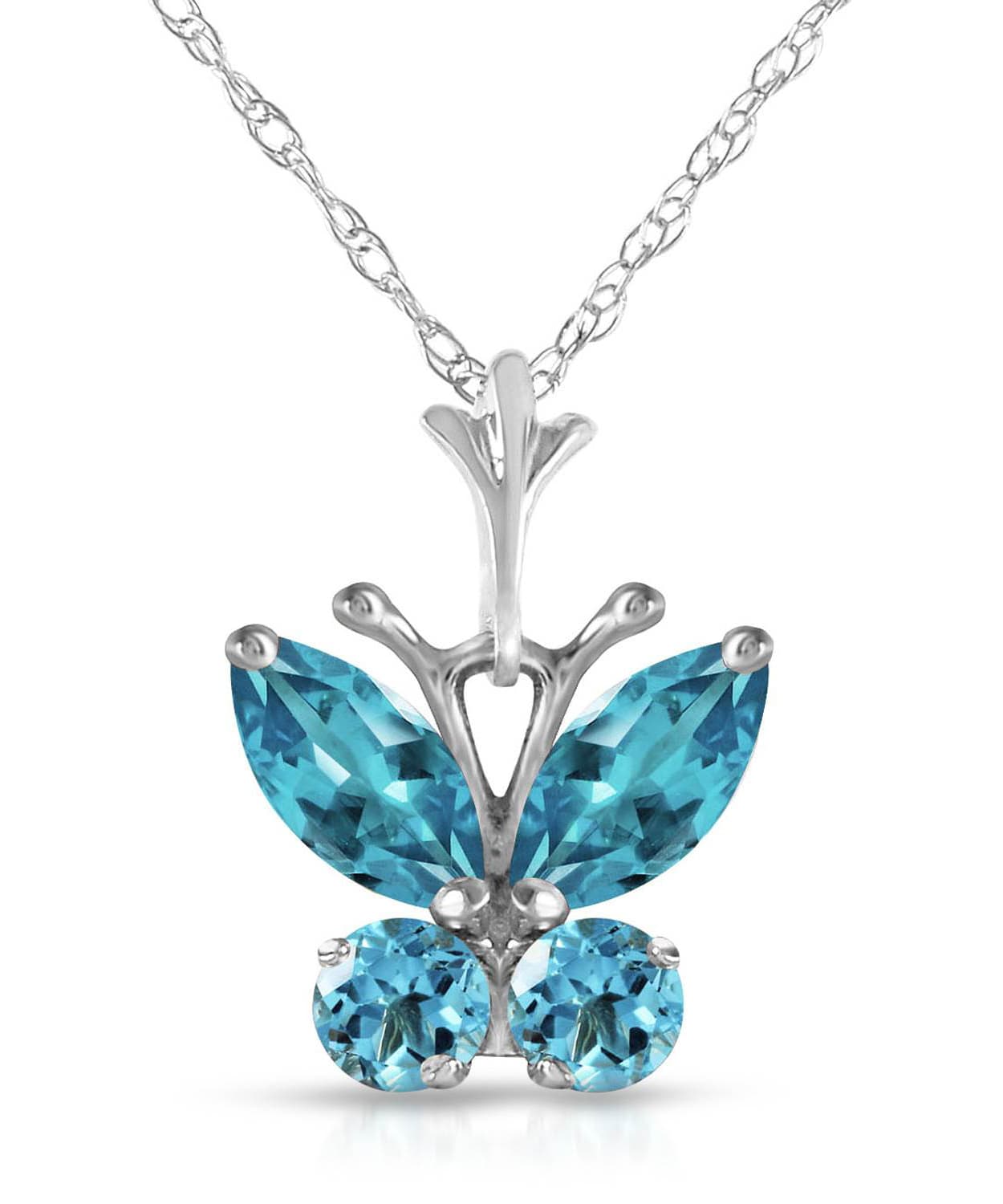 0.82 ctw Natural Sky Blue Topaz 14k Gold Butterfly Pendant With Chain View 3