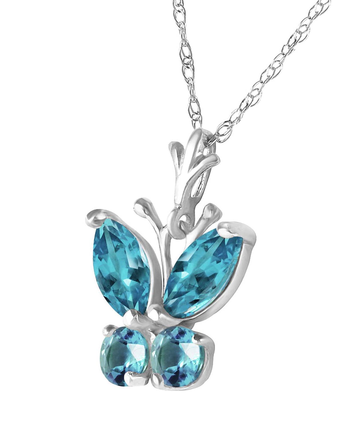 0.82 ctw Natural Sky Blue Topaz 14k Gold Butterfly Pendant With Chain View 4