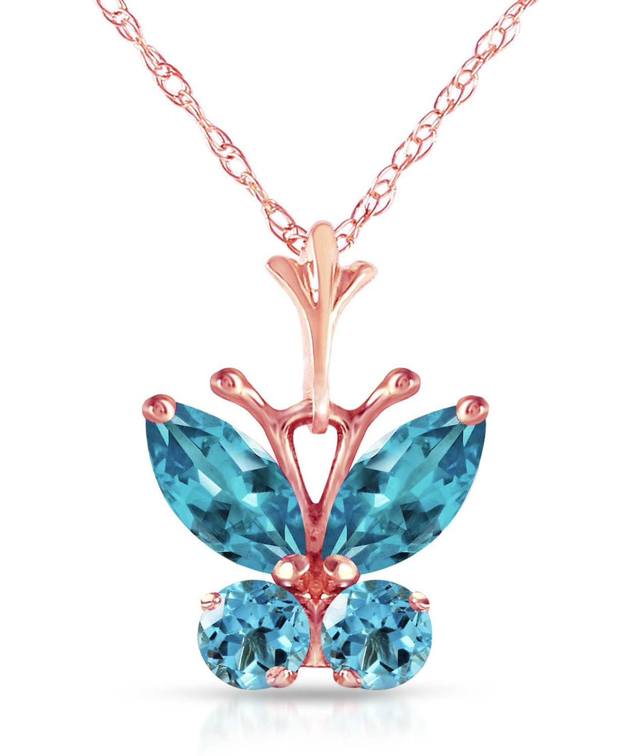 0.82 ctw Natural Sky Blue Topaz 14k Gold Butterfly Pendant With Chain View 5