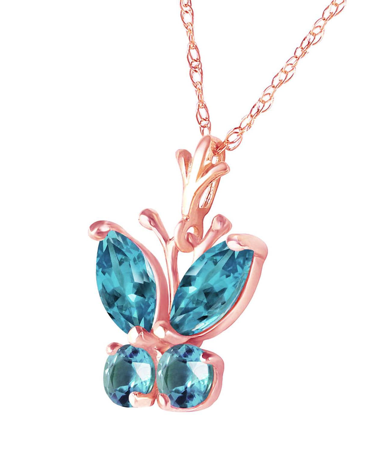 0.82 ctw Natural Sky Blue Topaz 14k Gold Butterfly Pendant With Chain View 6