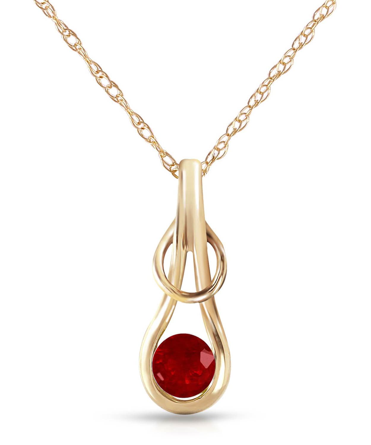 0.68 ctw Natural Ruby 14k Gold Knot Pendant With Chain View 1