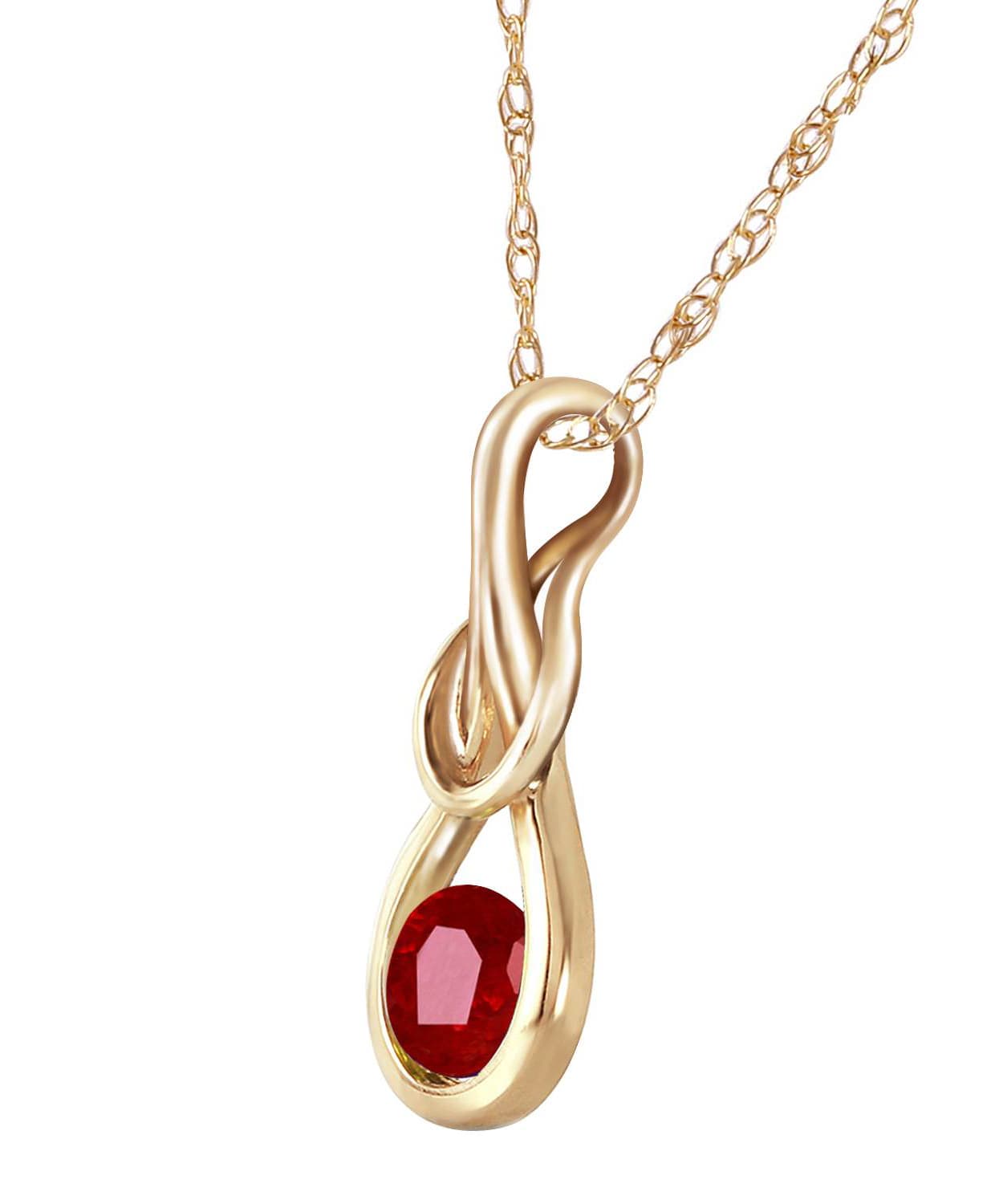 0.68 ctw Natural Ruby 14k Gold Knot Pendant With Chain View 2