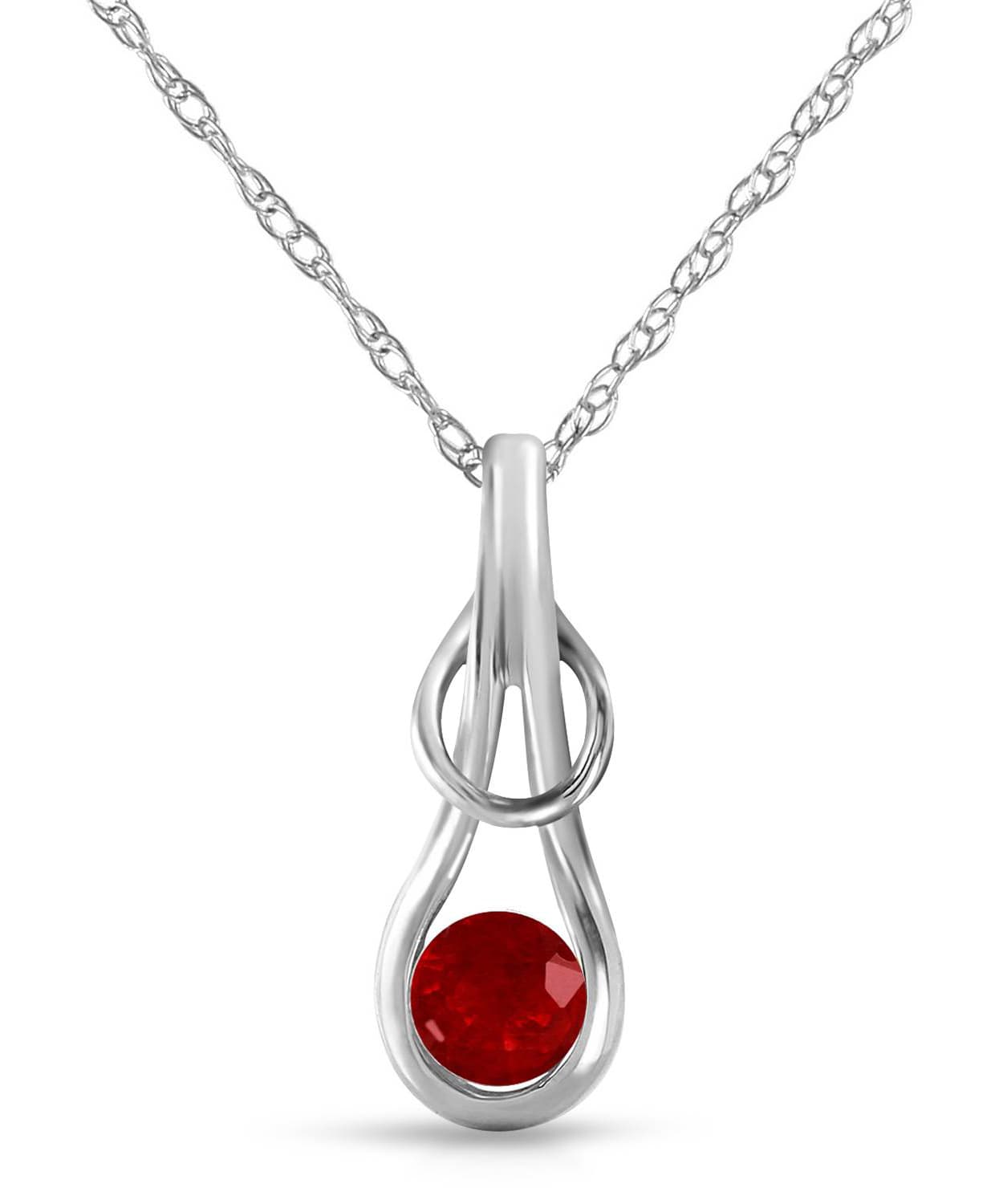 0.68 ctw Natural Ruby 14k Gold Knot Pendant With Chain View 3