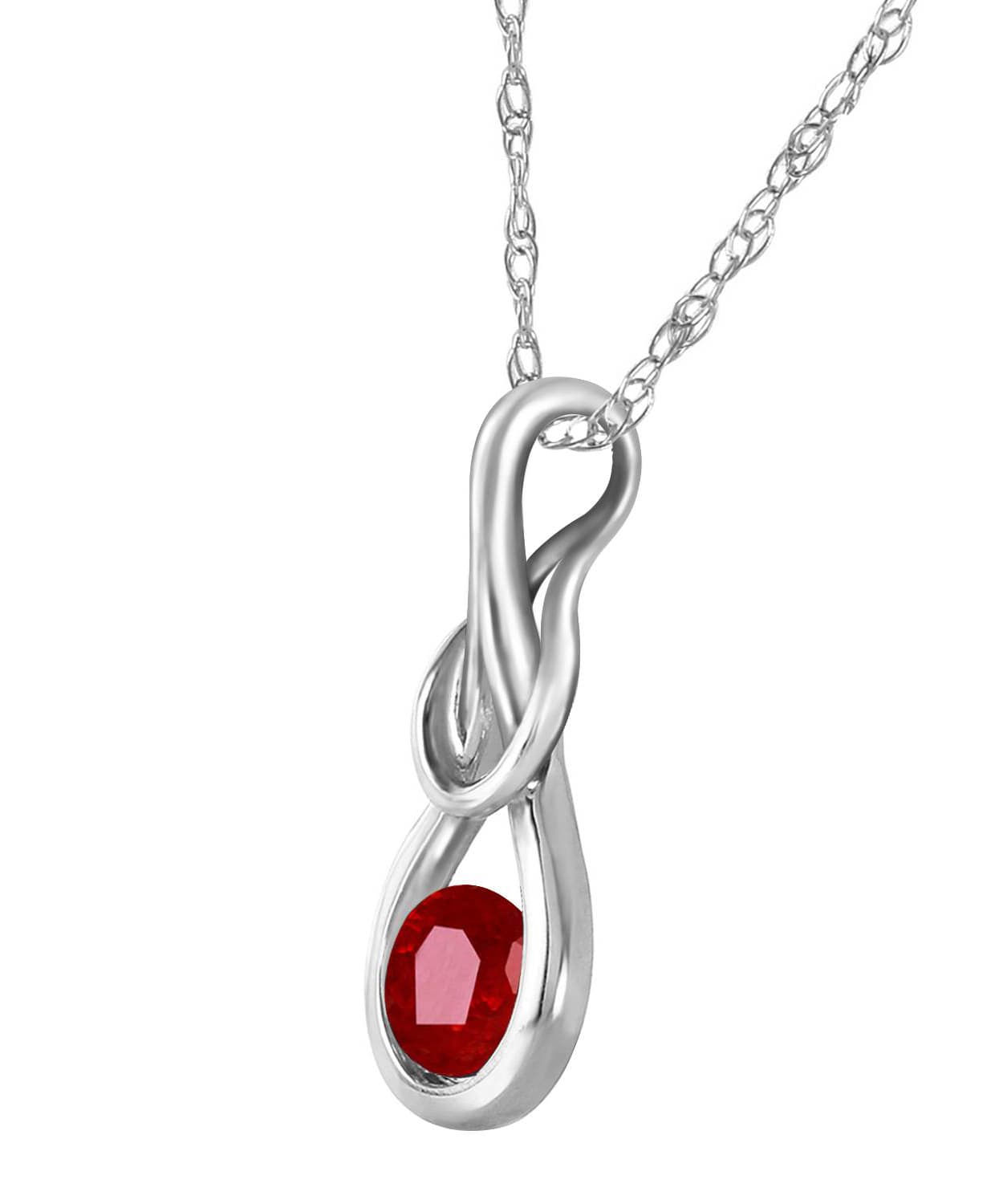 0.68 ctw Natural Ruby 14k Gold Knot Pendant With Chain View 4