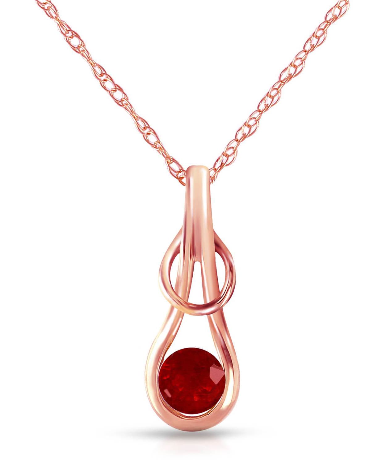 0.68 ctw Natural Ruby 14k Gold Knot Pendant With Chain View 5