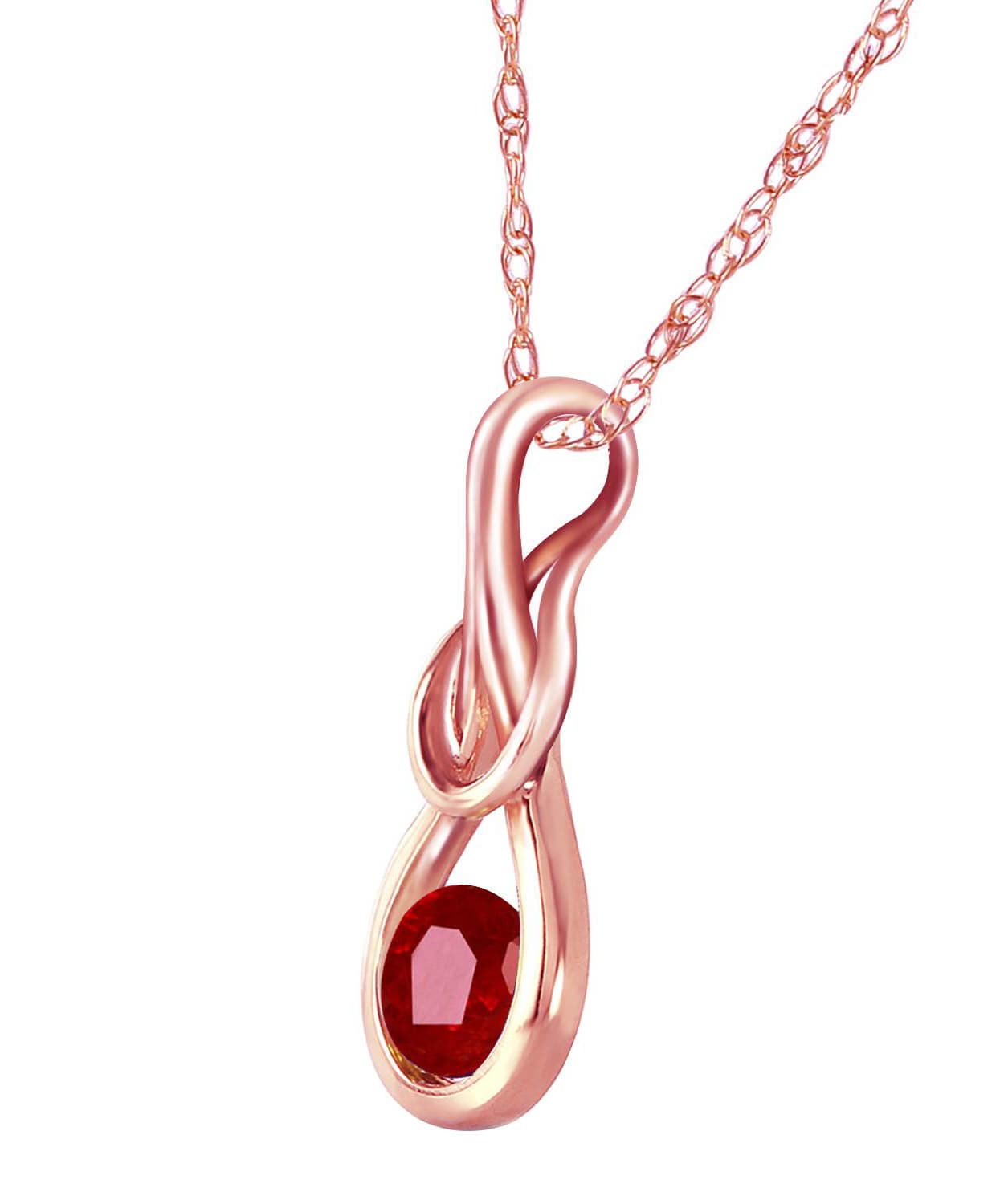 0.68 ctw Natural Ruby 14k Gold Knot Pendant With Chain View 6