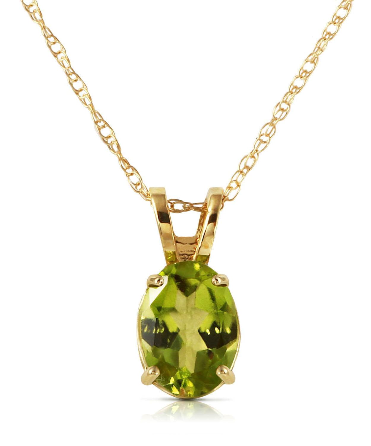 0.88 ctw Natural Lime Peridot 14k Gold Oval Pendant With Chain View 1