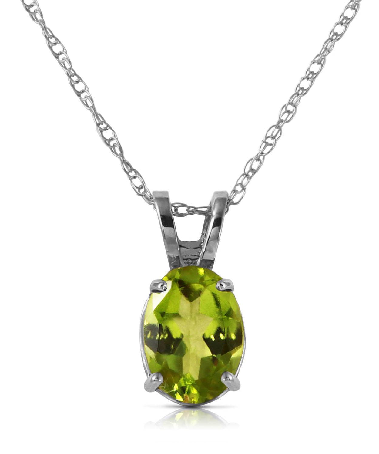 0.88 ctw Natural Lime Peridot 14k Gold Oval Pendant With Chain View 3