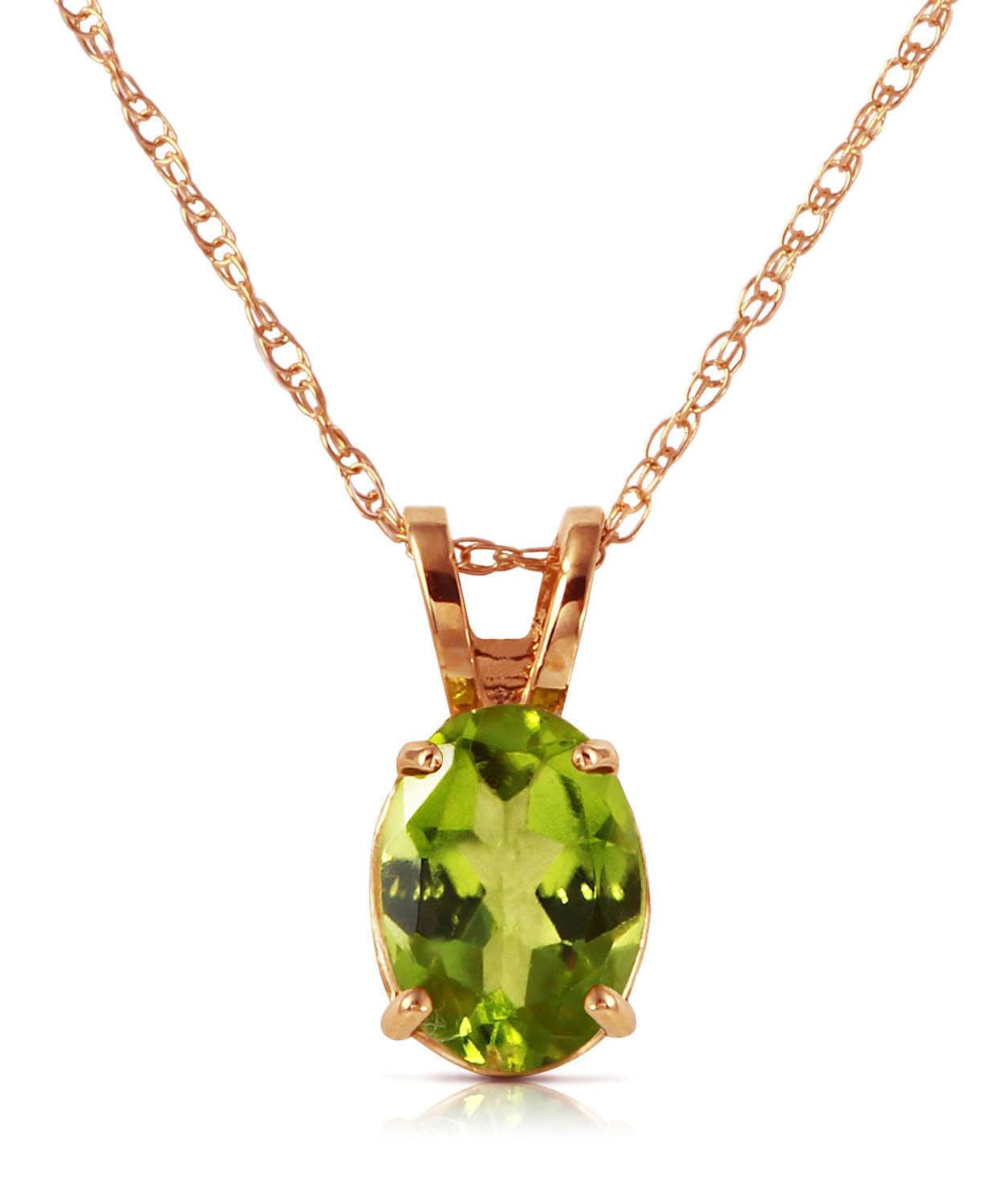 0.88 ctw Natural Lime Peridot 14k Gold Oval Pendant With Chain View 5
