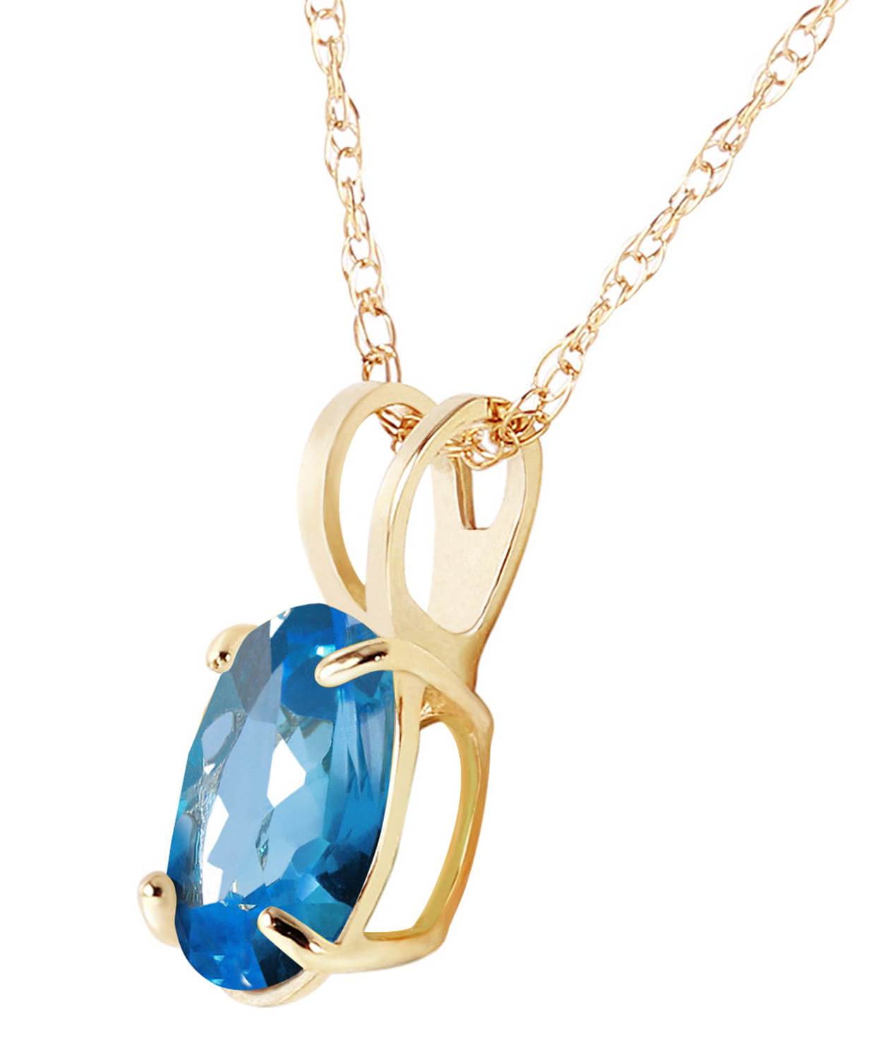 0.88 ctw Natural Swiss Blue Topaz 14k Gold Oval Pendant With Chain View 2