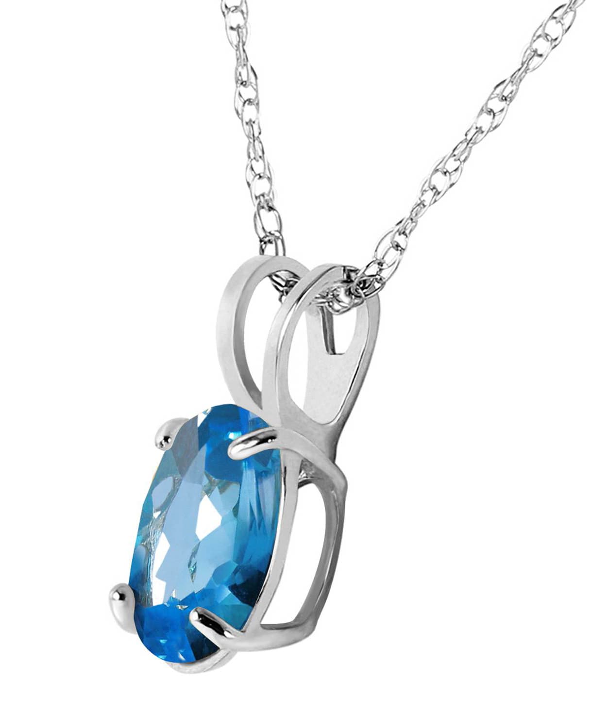 0.88 ctw Natural Swiss Blue Topaz 14k Gold Oval Pendant With Chain View 4