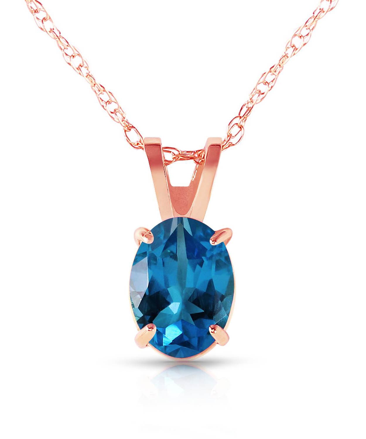 0.88 ctw Natural Swiss Blue Topaz 14k Gold Oval Pendant With Chain View 5
