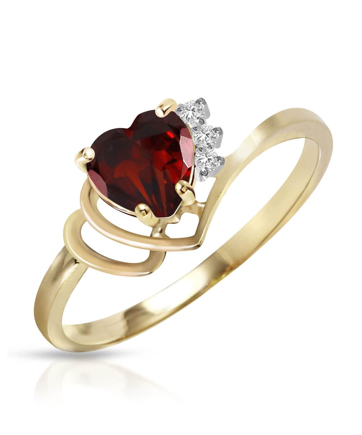 1.00 ctw Natural Garnet and Diamond 14k Gold Heart Right Hand Ring View 1