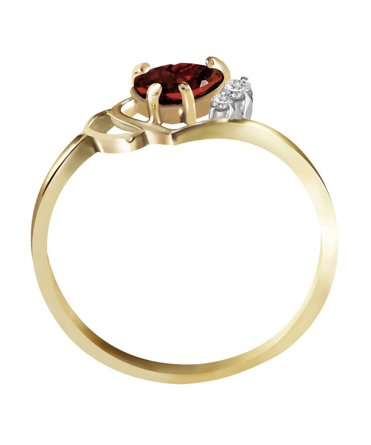 1.00 ctw Natural Garnet and Diamond 14k Gold Heart Right Hand Ring View 2