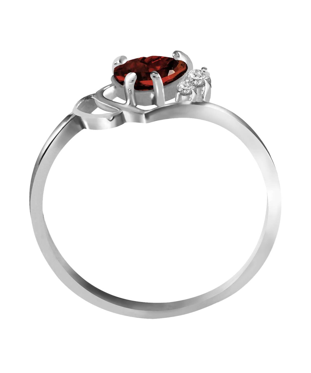 1.00 ctw Natural Garnet and Diamond 14k Gold Heart Right Hand Ring View 4