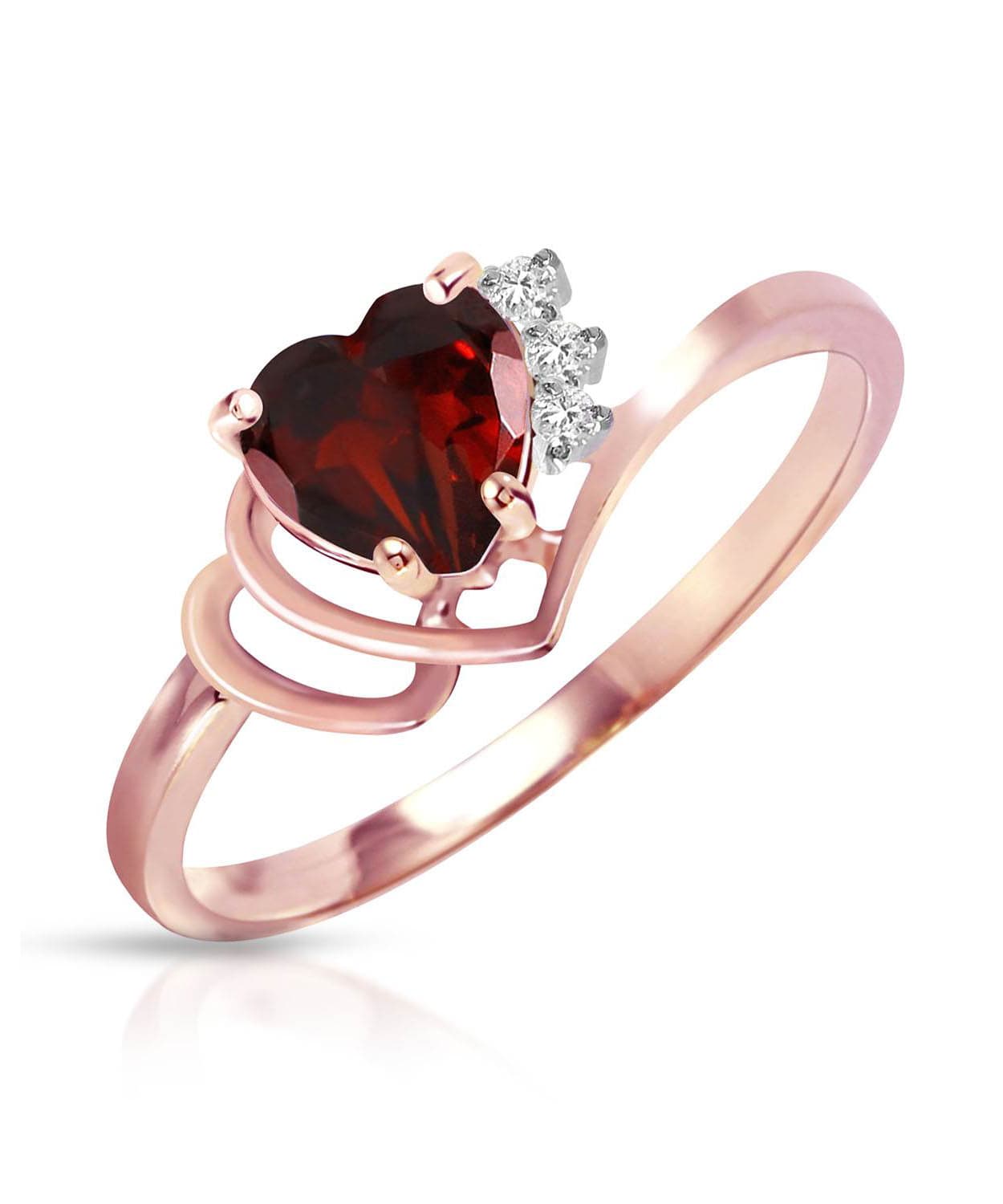 1.00 ctw Natural Garnet and Diamond 14k Gold Heart Right Hand Ring View 5