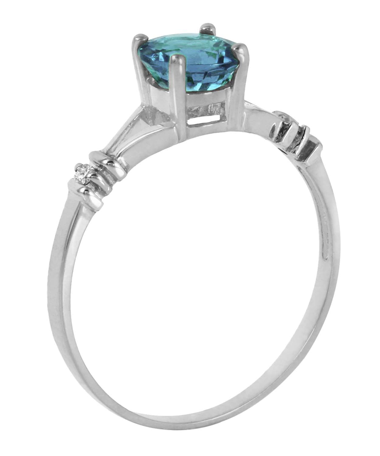 1.05 ctw Natural Swiss Blue Topaz and Diamond 14k Gold Split Shank Solitaire Ring View 4