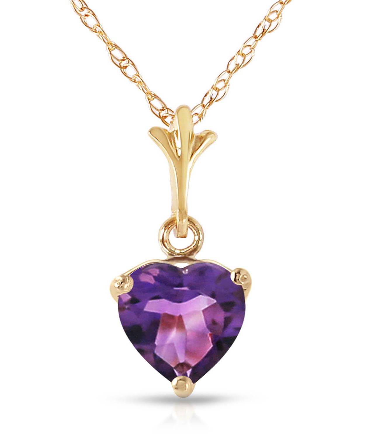 1.18 ctw Natural Amethyst 14k Gold Heart Pendant With Chain View 1
