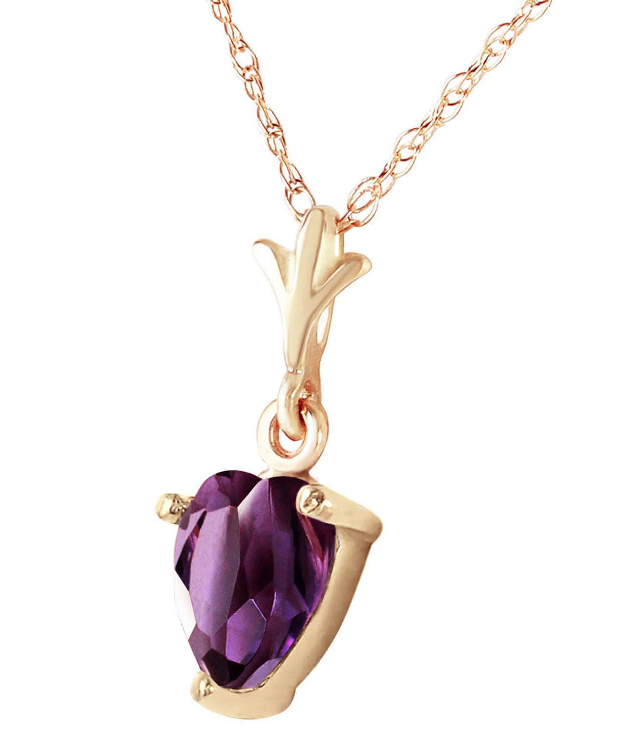 1.18 ctw Natural Amethyst 14k Gold Heart Pendant With Chain View 2