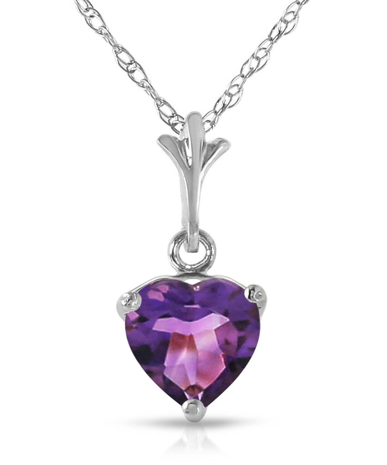 1.18 ctw Natural Amethyst 14k Gold Heart Pendant With Chain View 3