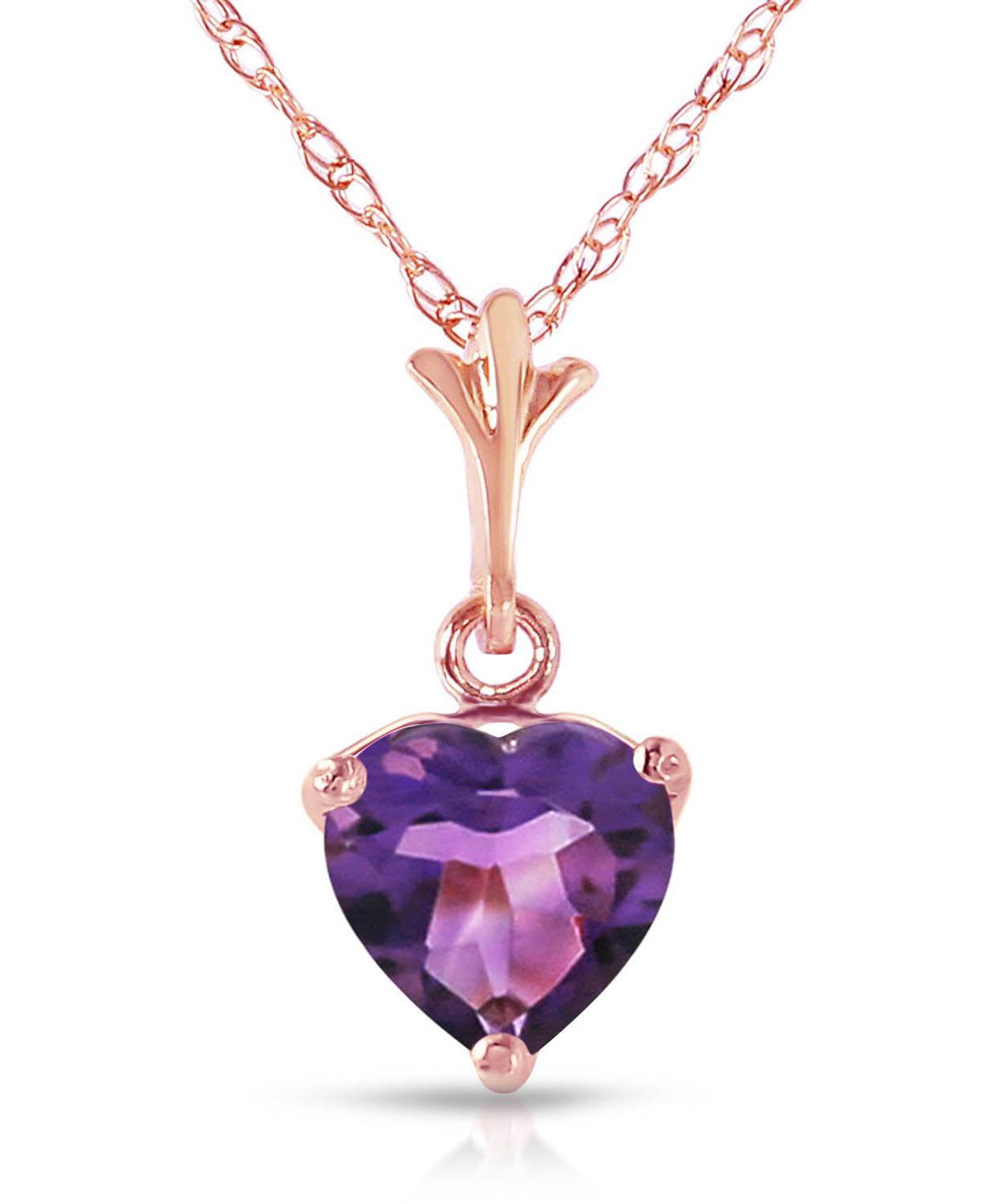 1.18 ctw Natural Amethyst 14k Gold Heart Pendant With Chain View 5