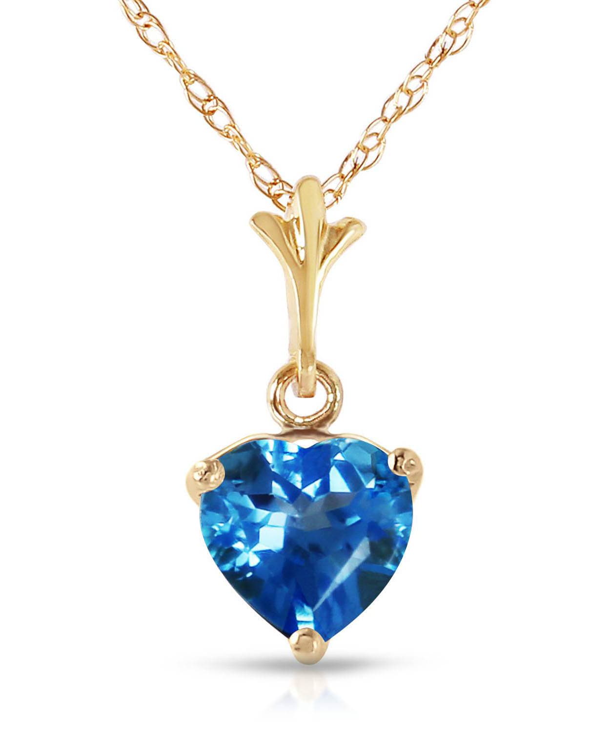 1.18 ctw Natural Swiss Blue Topaz 14k Gold Heart Pendant With Chain View 1