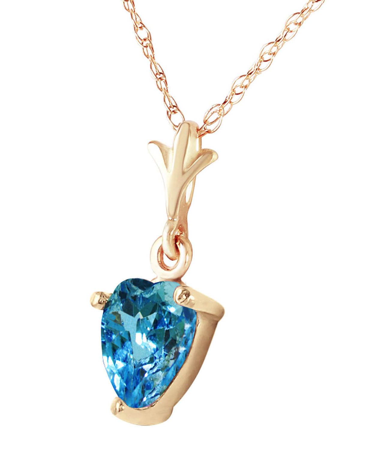1.18 ctw Natural Swiss Blue Topaz 14k Gold Heart Pendant With Chain View 2
