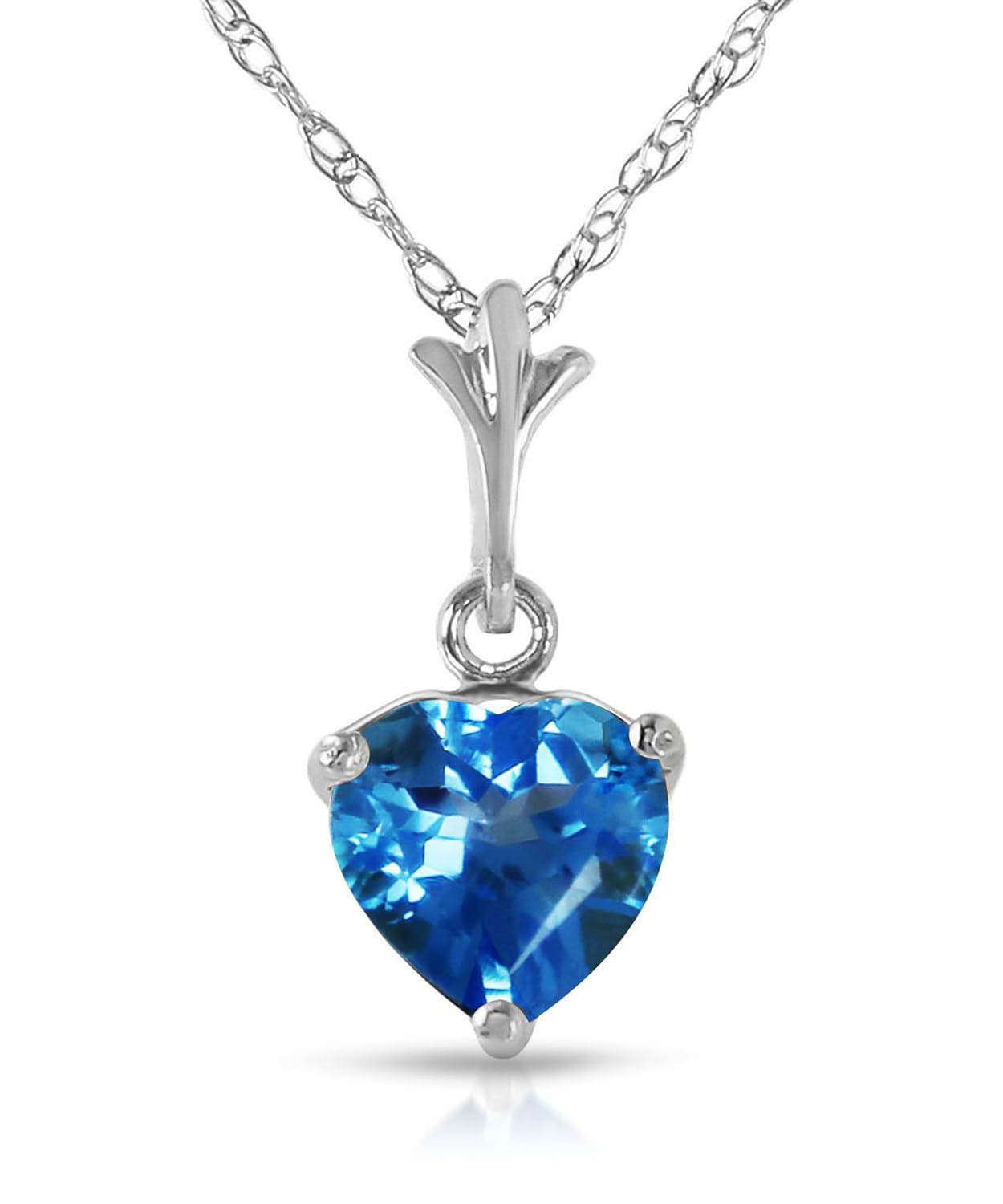 1.18 ctw Natural Swiss Blue Topaz 14k Gold Heart Pendant With Chain View 3