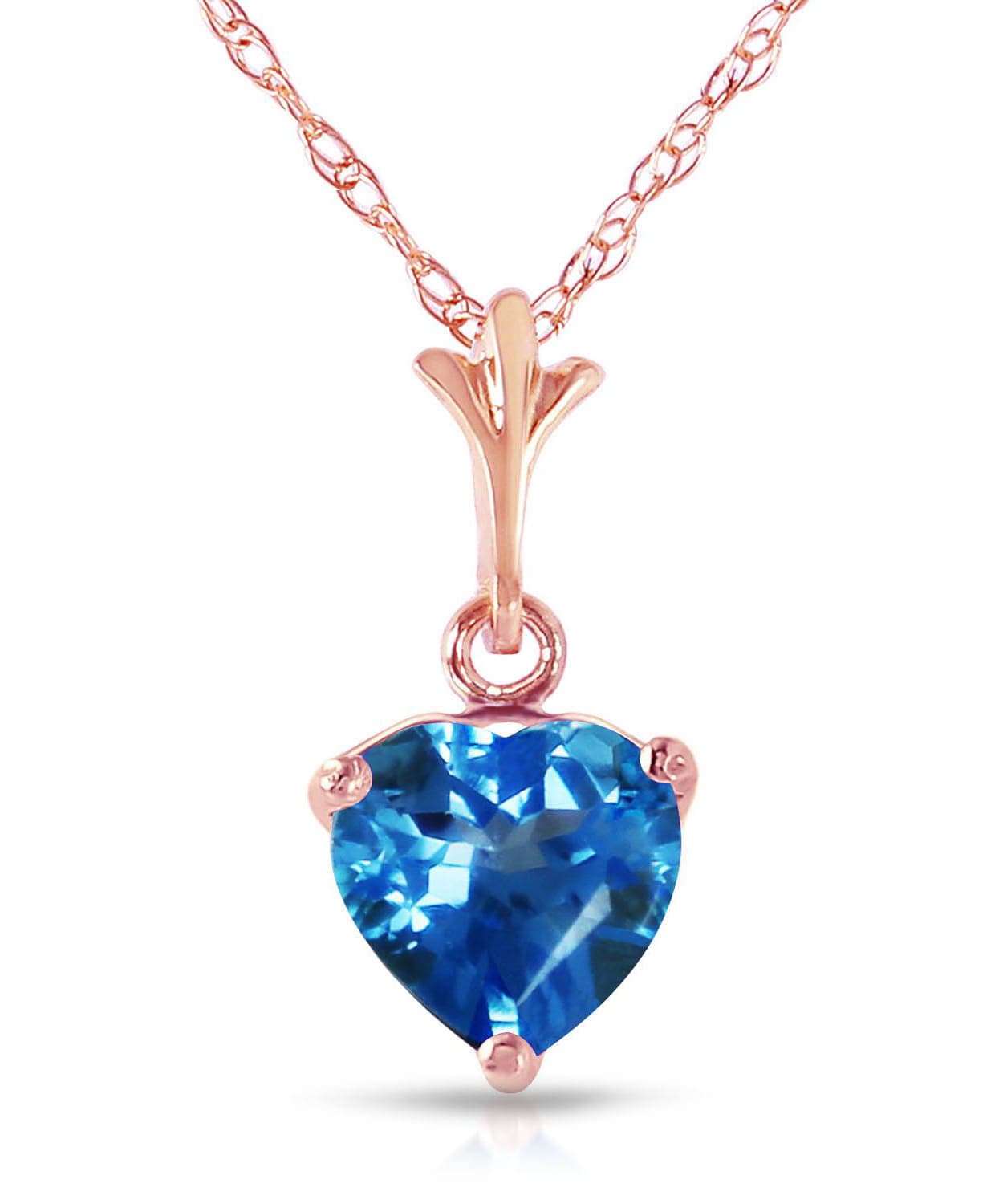 1.18 ctw Natural Swiss Blue Topaz 14k Gold Heart Pendant With Chain View 5