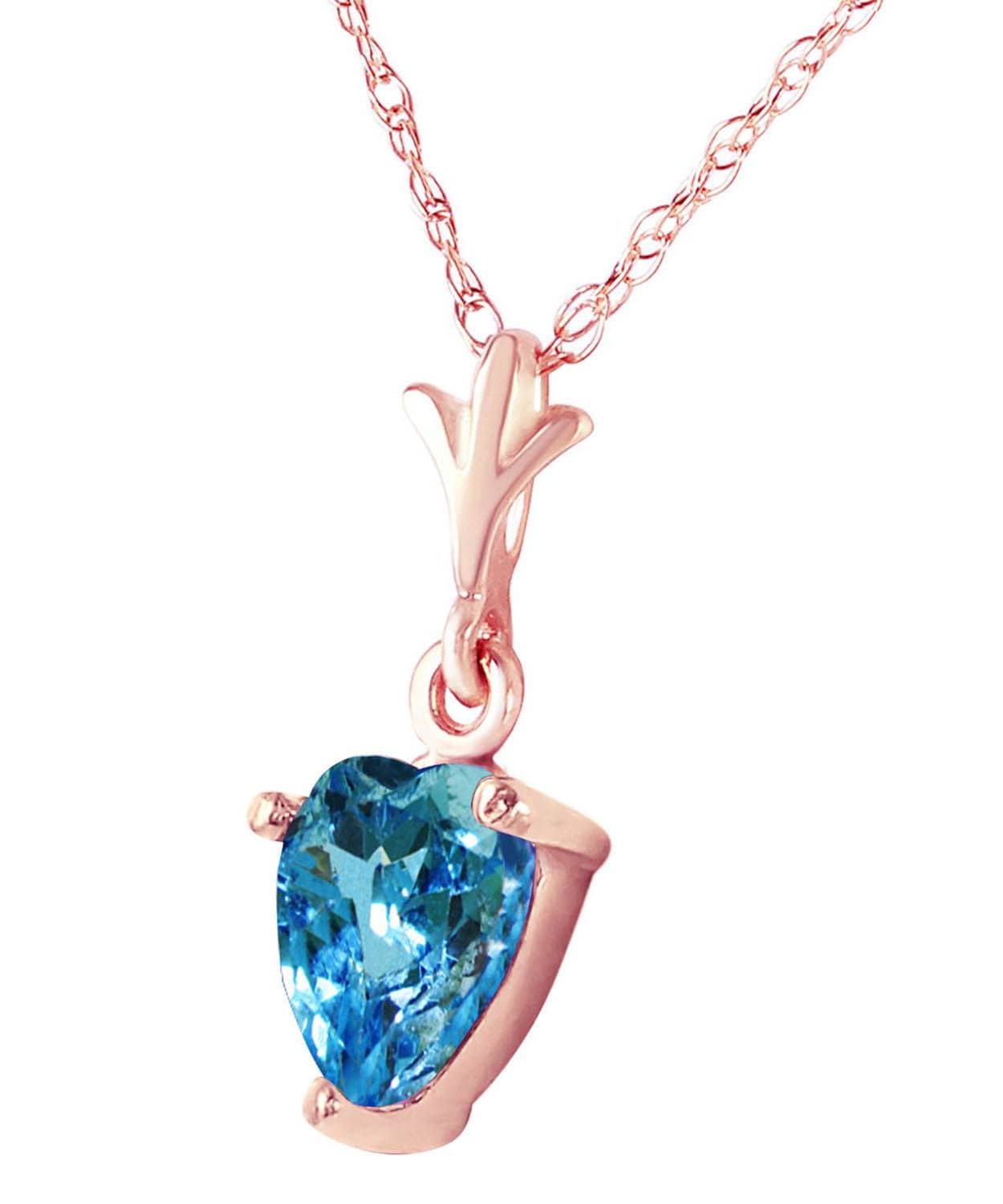 1.18 ctw Natural Swiss Blue Topaz 14k Gold Heart Pendant With Chain View 6