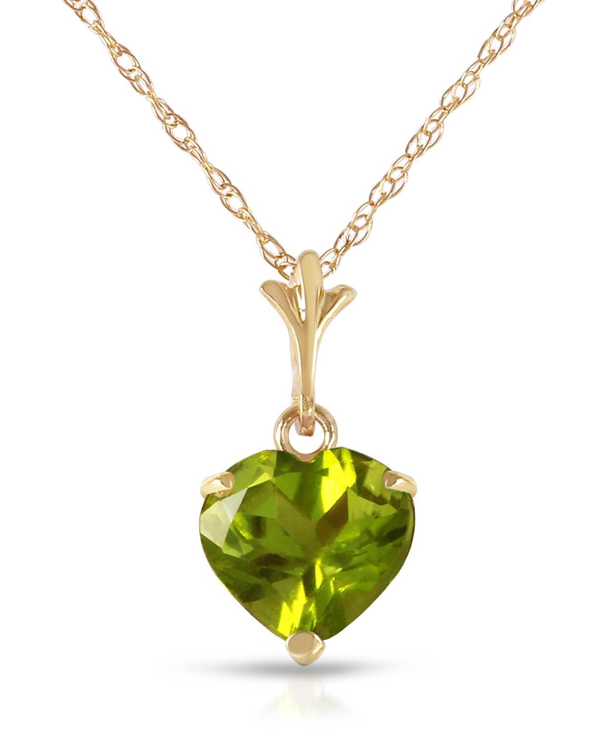 1.18 ctw Natural Lime Peridot 14k Gold Heart Pendant With Chain View 1
