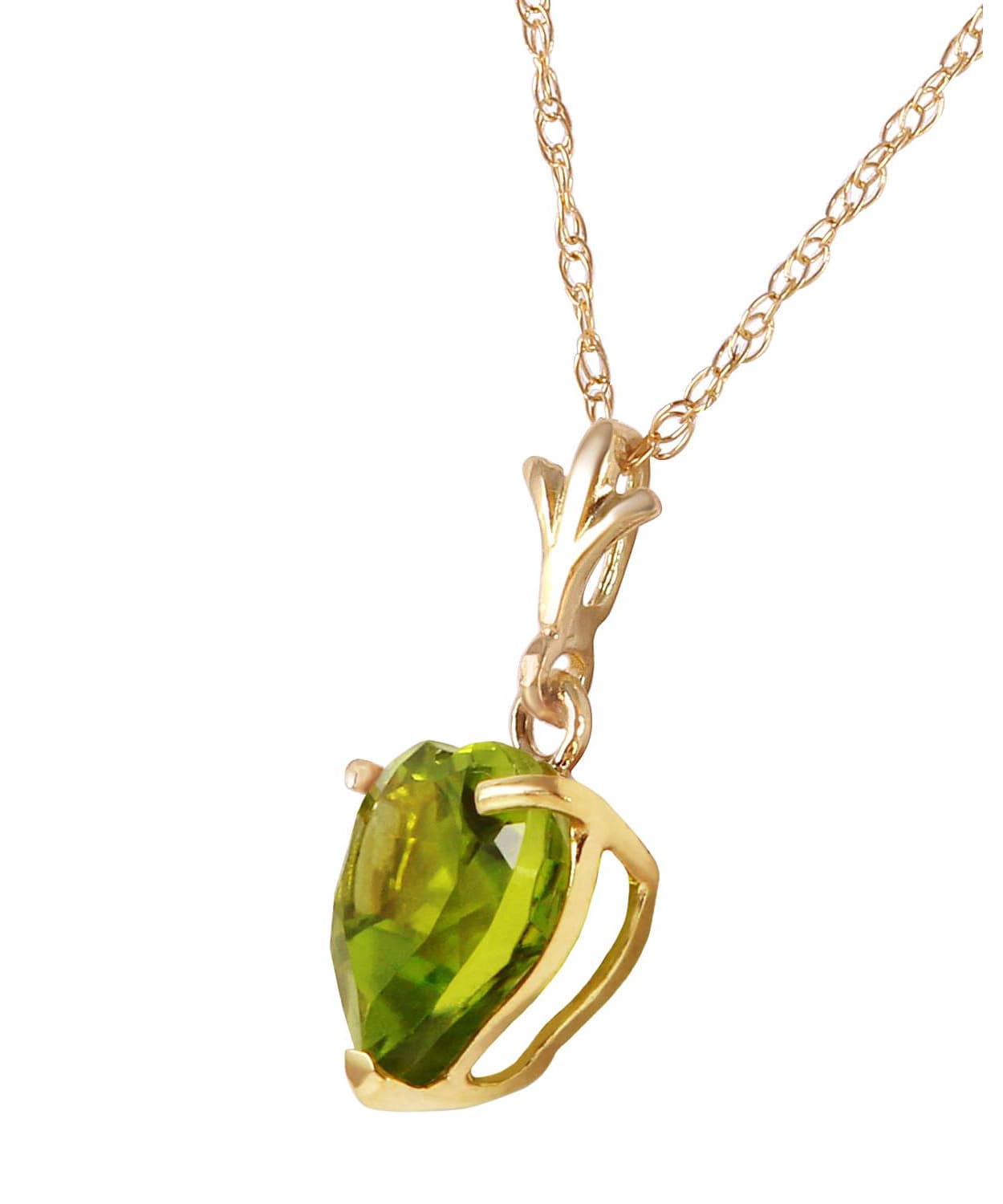 1.18 ctw Natural Lime Peridot 14k Gold Heart Pendant With Chain View 2