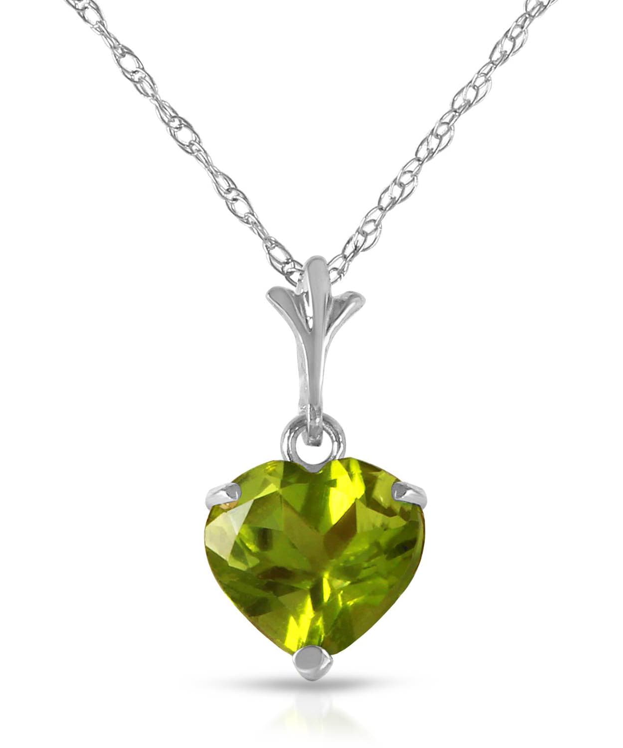 1.18 ctw Natural Lime Peridot 14k Gold Heart Pendant With Chain View 3